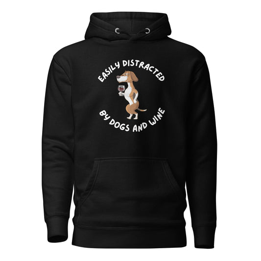 Easily Distracted By Dogs & Wine Cotton Heritage M2580 Unisex Premium Hoodie - Pawfect Merch