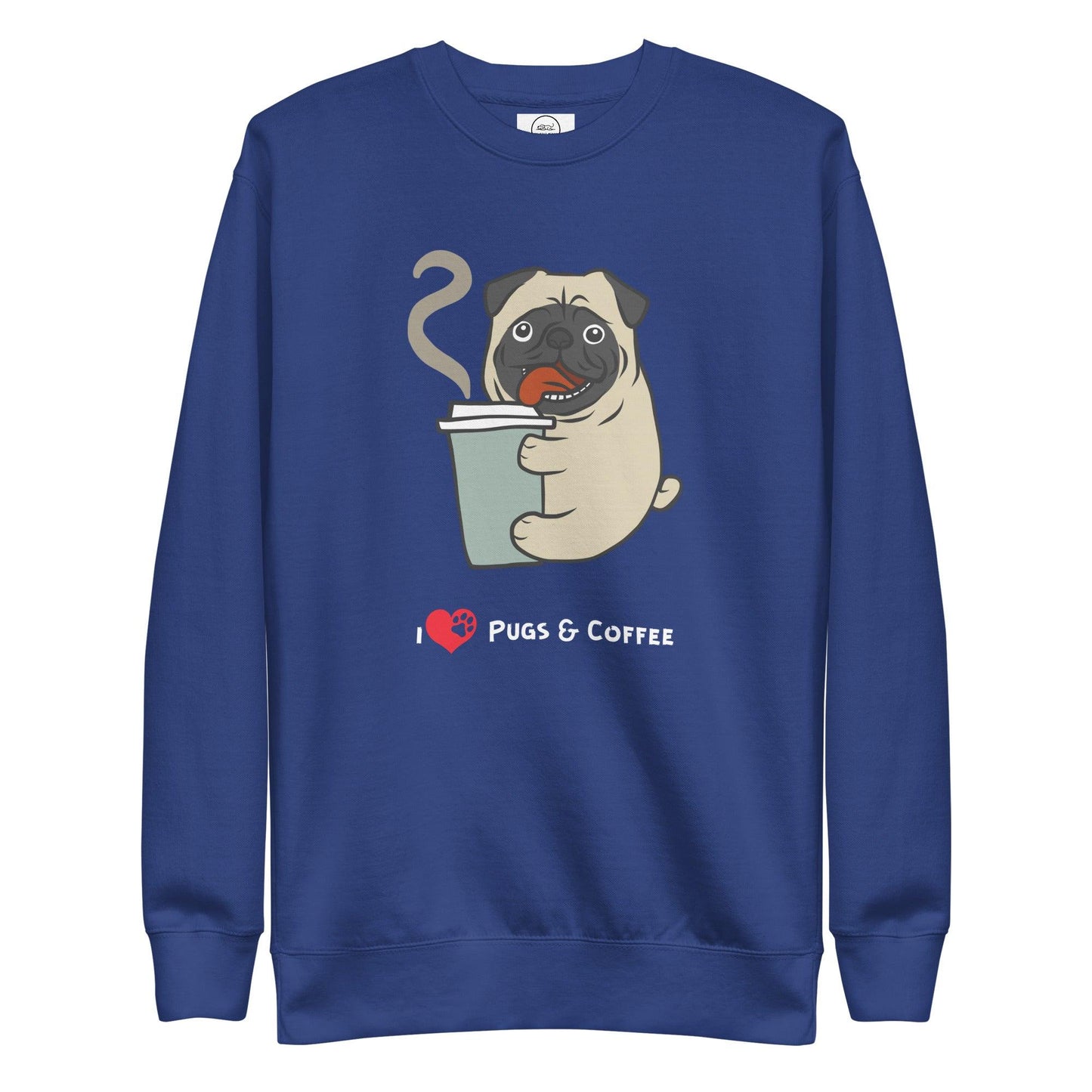 I Love Pugs & Coffee Cotton Heritage M2480 Unisex Premium Sweatshirt - Pawfect Merch