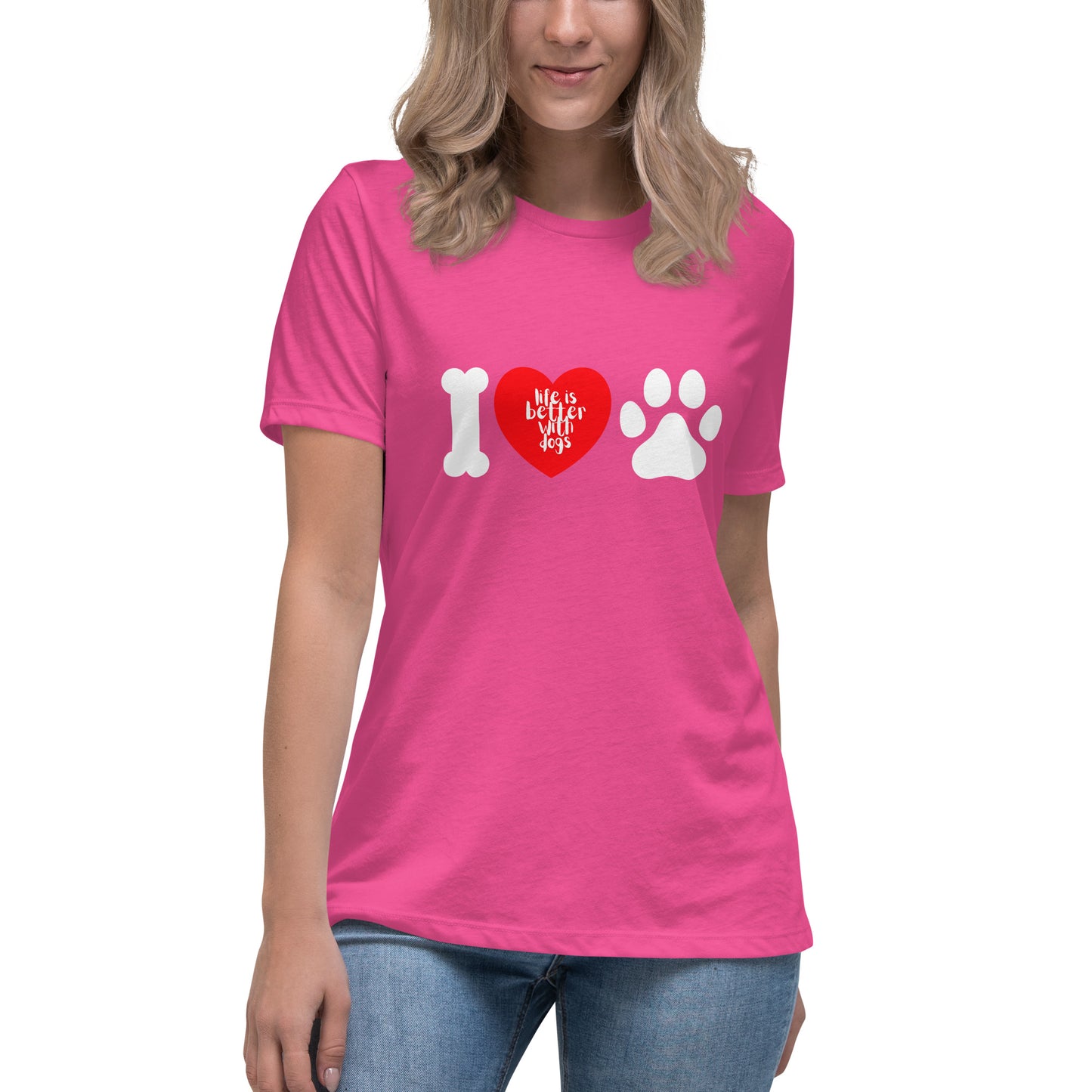 Women's Premium Cotton Relaxed T-Shirt - Life Is Better With Dogs