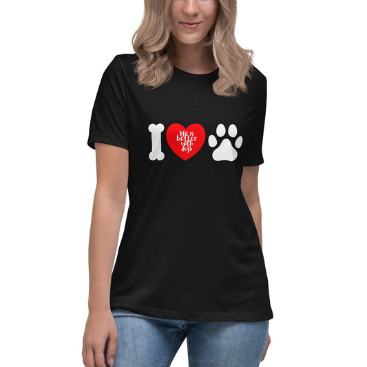 Women's Premium Cotton Relaxed T-Shirt - Life Is Better With Dogs