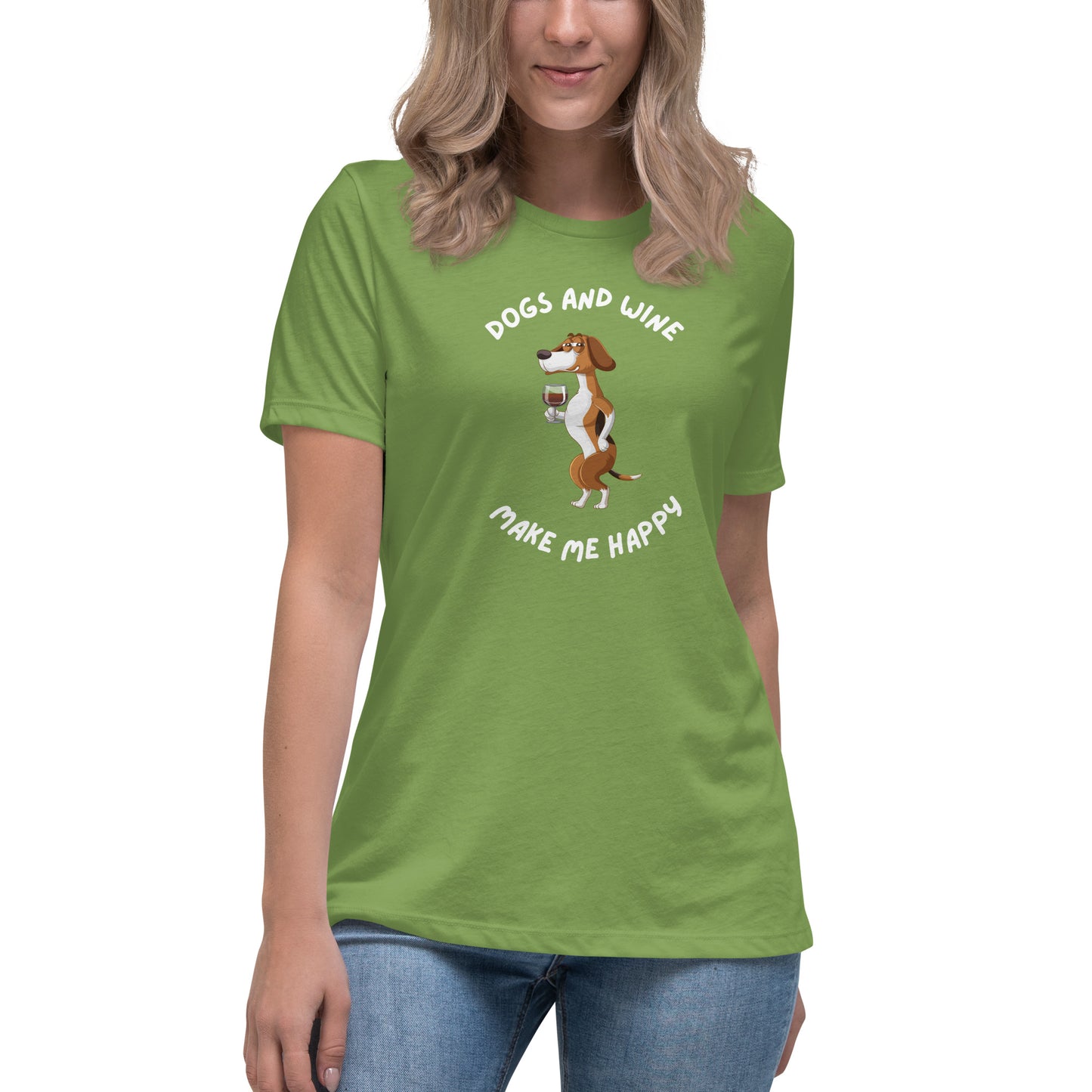 Women's Premium Cotton Relaxed T-Shirt - Dogs & Wine Make Me Happy