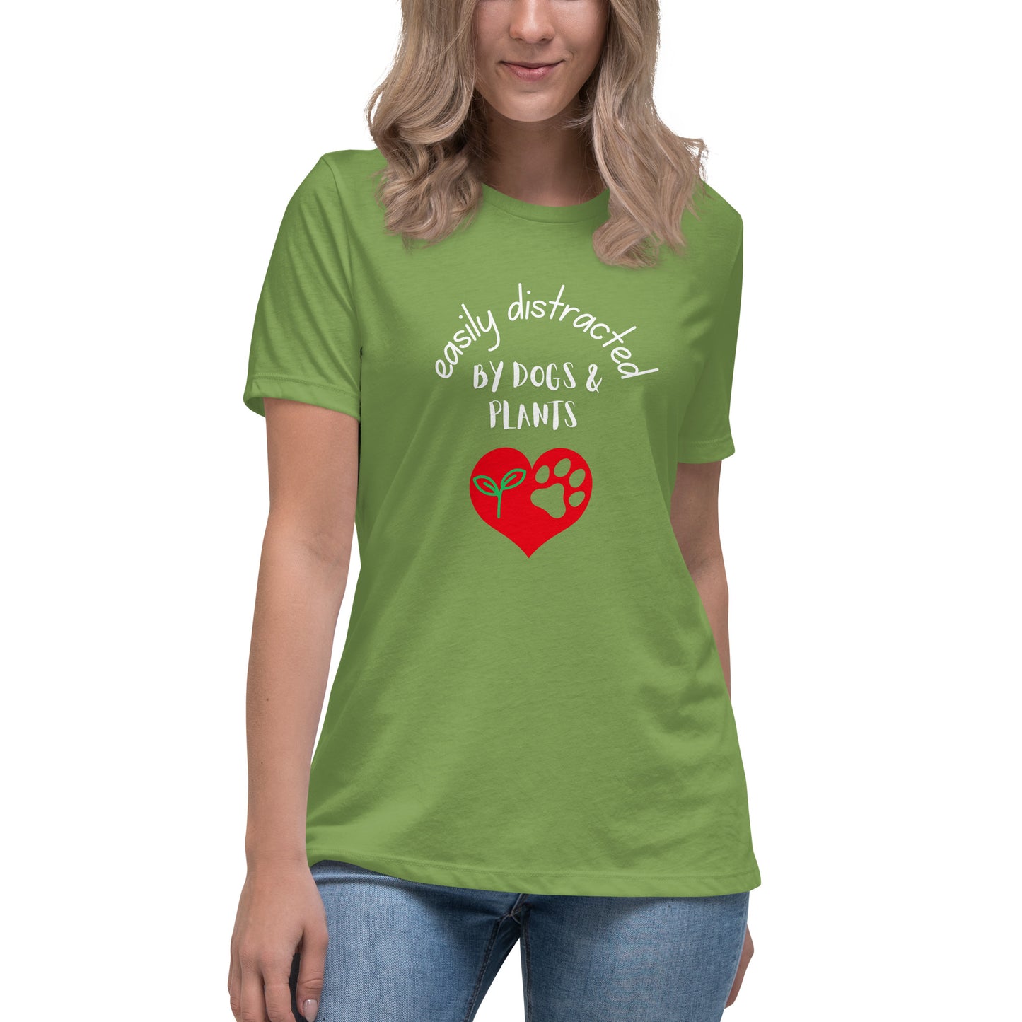 Women's Premium Cotton Relaxed T-Shirt - Easily Distracted By Dogs & Plants