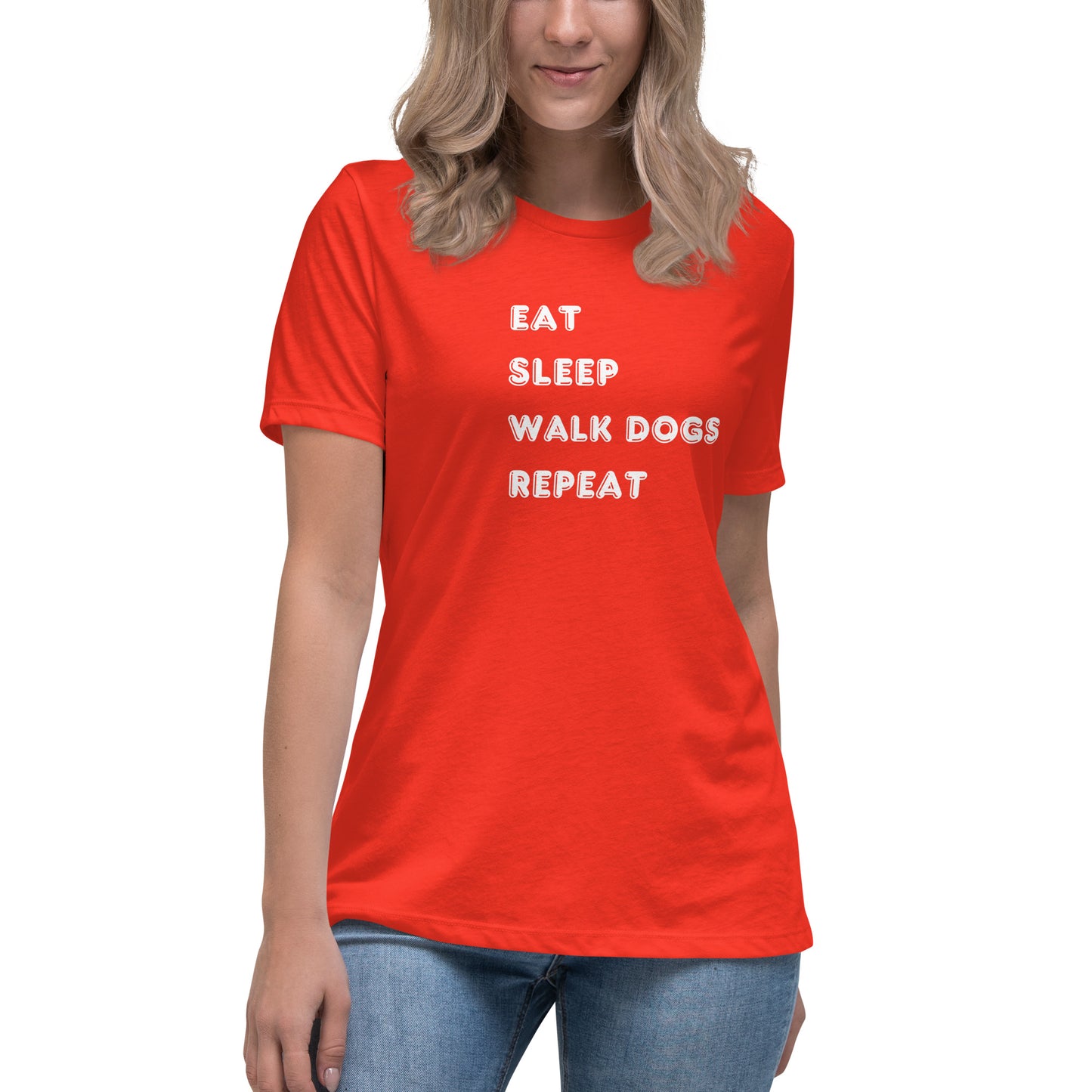 Women's Premium Cotton Relaxed T-Shirt - Eat Sleep Walk Dogs Repeat